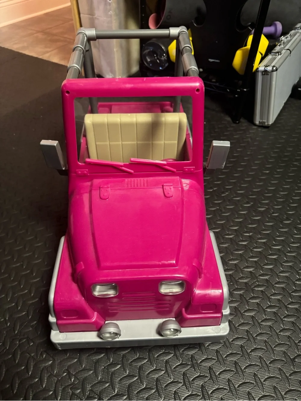Pink Kids Ride-On Toy Jeep with Beige Seats